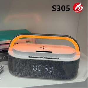 S305 Kreativer Kabelloser RGB-Licht Tragbarer Bluetooth Desktop-Lautsprecher mit <span class=keywords><strong>15W</strong></span> Kabelloser Telefonladestation und Wecker - Product Image 1