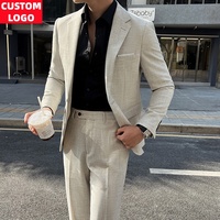 Costume deux pièces pour homme de style britannique, de haute qualité, décontracté, formel, pour mariage, costume de cérémonie