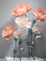 Fleurs artificielles géantes en organza rose, 6 pièces, pour décoration de mariage, maison, fête, scène, marque privée