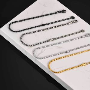 2026 Non-Tarnish Silver 18K Gold Black PVD Plated Retro Stainless Steel Stackable <b>Rope</b> Chain Fashion Men's <b>Bracelet</b> - Product Image 1