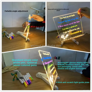 LED not kurulu gece işık ile 7 renk kalem işıklı akrilik çizim kurulu parlayan mesaj işaretleyici kurulu ofis okul için ev - Product Image 2