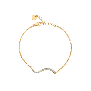 New Arrival Brass Alloy Chain Link Bracelet Bohemian Minimalist Design Zircon Wave <b>Charm</b> 18k PVD Gold Plated Classic Anniversary - Product Image 1