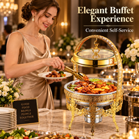 Chauffe-Plat Suspendu en Acier Inoxydable Doré 9L pour Hôtels, Restaurants, Buffets et Traiteurs – Chauffage à l'Alcool – Vente en Gros