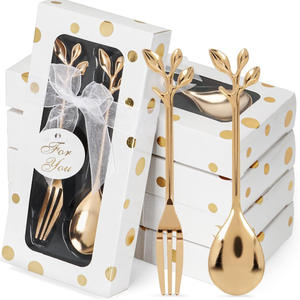 Juego de tenedores y cucharas de boda Cucharadita de café con caja de regalo Boda Baby Shower Regalo de devolución Decoración de fiesta de té Favores <span class=keywords><strong>para</strong></span> <span class=keywords><strong>invitados</strong></span> - Product Image 1