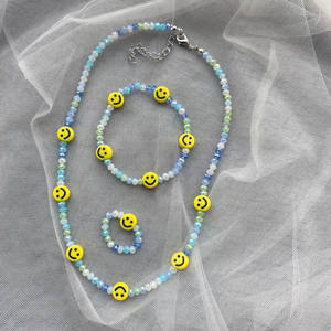 New Korean Fashion Adjustable Crystal Beads Finger Ring Diy Colorful Glass Beads Choker Cute Smile Face Beaded <b>Stretch</b> <b>Bracelet</b> - Product Image 3