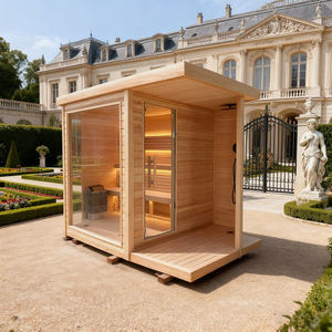 غرفة ساونا عائلية مربعة الشكل لعام 2026 متوفرة لفترة محدودة تتسع لـ 4-6 أشخاص، ساونا خارجية على شكل برميل مع مجموعة دش - Product Image 3