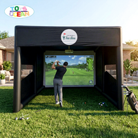 Boîtier de simulateur de golf gonflable mobile de luxe personnalisé avec support de projecteur et pompe à air