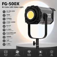 Kit d'éclairage vidéo LED COB FG-500X 500W avec support, boîte à lumière 60*90cm, température de couleur réglable, contrôle via application/DMX512 pour le streaming en direct