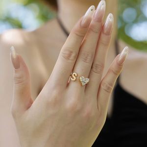 Bagues de fiançailles DYLAM 0,75 CT en argent sterling 925 pour femmes, 26 lettres de l'alphabet A-Z, lettre S, cœur, zircone cubique 5A, bagues de promesse - Product Image 3