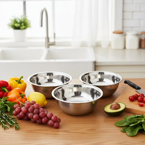 Grand bol de cuisine profond <span class=keywords><strong>en</strong></span> acier inoxydable de haute qualité avec motif, pour aliments pour chat, nouilles et soupes - Product Image 1