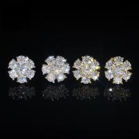 DE Fine VVS anting-anting berongga bunga Moissanite, perhiasan berlapis emas 925 perak murni modis mewah