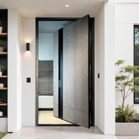 Porte de jardin pivotante en aluminium sur mesure, finition bois, gravée CNC, porte piétonne extérieure avec serrure intelligente pour entrée de villa de luxe