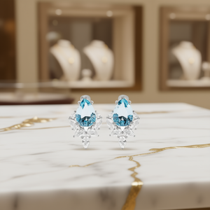 Orecchini a bottone in cristallo placcato argento con design a forma di fiore per donna, gioielli romantici alla moda per feste - Product Image 2