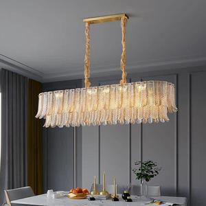 Modern Leaf Shape Rectangular Chandelier <b>Led</b> <b>Light</b> Home Dining Room Lighting Design Luxury Crystal Pendant Lamp - Product Image 3