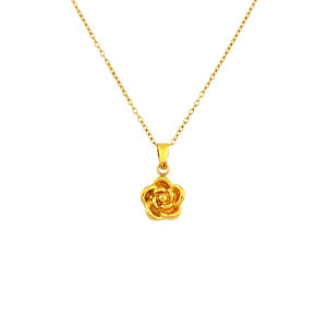 Luxe O-Shape Rose Fleur Ins Grande Roue Pendentif Collier pour Femmes Élégant En Acier Inoxydable Mode Pendentif Colliers - Product Image 5