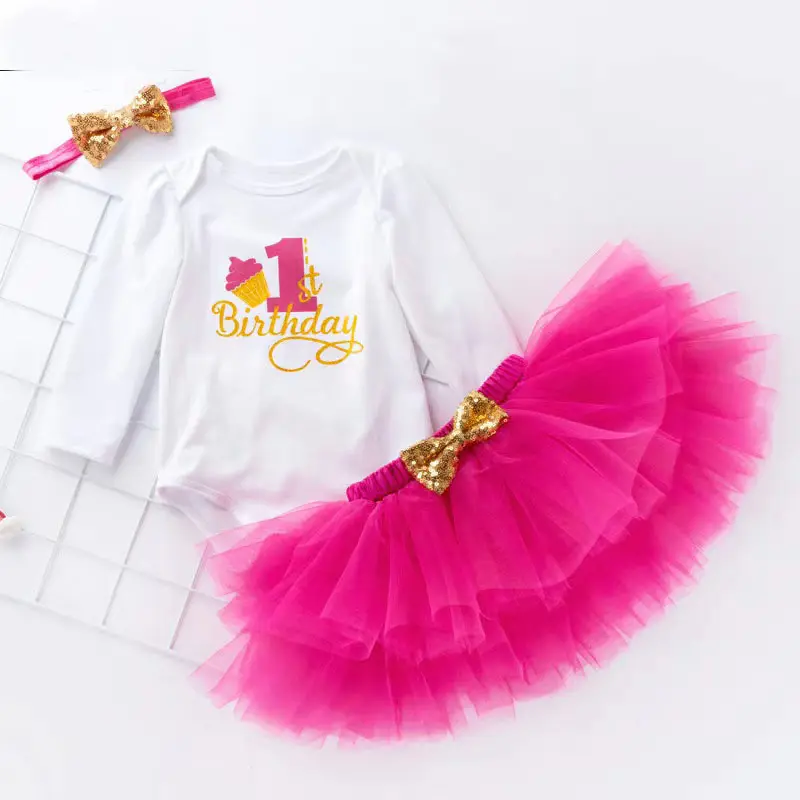 Vestido de cumpleaños para niña de 1 a 2 años, ropa de Boutique, diseño de fiesta