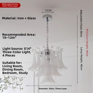 Lustre en verre et fer forgé Meiliya, style <span class=keywords><strong>vintage</strong></span> français, taille moyenne, à plusieurs niveaux, avec LED, garantie 2 ans, installation facile - Product Image 6