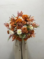 Vente en gros Centres de table de mariage marron style automne couleur orange, boule de fleurs décoratives artificielles