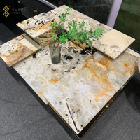 Table basse en quartzite naturel Pandora de Patagonie moderne YUSHI, rétroéclairée, table basse de luxe en pierre pour hôtels et villas