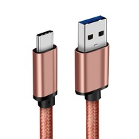 Cable de Datos USB-A Tipo C con Cubierta de Nailon Trenzado, Conductor de Cobre Puro para Teléfonos Android, Carga Rápida de 3A, USB 3.0, Transferencia de Datos de 60W