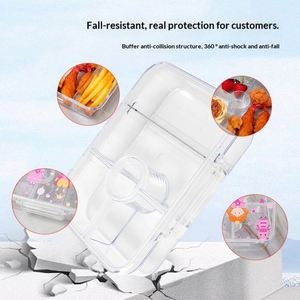 Tritan Bento Box Student <b>Lunch</b> Box Transparent Multi-Compartment Children's <b>Lunch</b> Box Sealed European American Single Button - Product Image 4