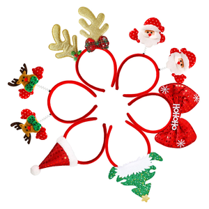 Cartoon Christmas Decorations Creative Set Double Head <b>Spring</b> <b>Clip</b> Santa Claus Antlers Headband Eco-friendly Factory - Product Image 1