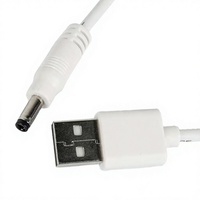 Kabel Daya Konektor USB DC 35135 Male Berjaket PVC Putih, Konduktor Tembaga Telanjang 24AWG, 12V 2A 100cm untuk Komputer/Peralatan Rumah Tangga