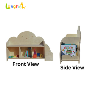 Armoire de rangement en bois moderne à deux niveaux, durable, organisateur de jouets pour enfants, étagère, design <span class=keywords><strong>nuage</strong></span>, chambre à coucher, salon, maternelle, école maternelle - Product Image 4