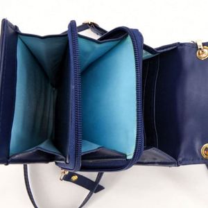 Women Custom Designer Blue Floral Zipper Foldable Large Capacity Travel Toiletry Makeup Cosmetic Bag With Hanging <b>Hook</b> - Product Image 4