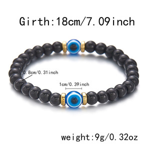 Bracelet en perles noires œil du diable pour hommes et femmes, bracelet porte-bonheur à 8 perles, accessoires de bijoux quotidiens - Product Image 3
