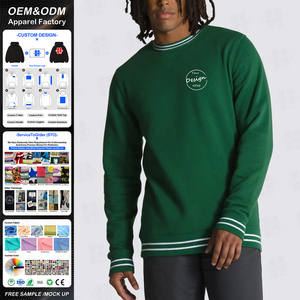 Sweat-shirt personnalisé pour homme en coton, coupe classique, avec logo brodé, décontracté, à rayures contrastées, en molleton, col rond, vente en gros - Product Image 1