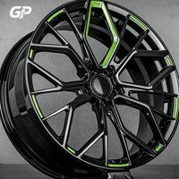Rines Monobloque Forjados en Negro Brillante con Detalles en Verde, Ruedas de Aluminio para Lamborghini Supercar