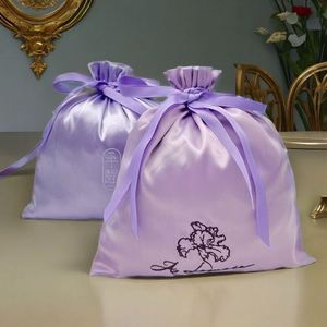 Bolsa de Satén de Seda con Logotipo Personalizado para Pelucas, Bolsa con Cordón para Ropa, Bolsa de Satén para Guardar el Cabello, Bolsa de Regalo Reciclable - Product Image 3