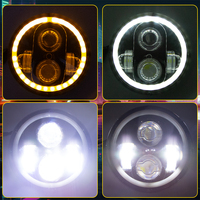 Phares Avant LED de Moto 5,75 Pouces Cross Border pour Wrangler, avec Yeux d'Ange, Ouverture Bleue, Feux de Croisement et de Route
