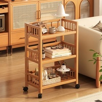 Chariot roulant en bambou multi-niveaux de style moderne, étagère de rangement fonctionnelle pour collations et ustensiles de cuisine (Hot Pot)