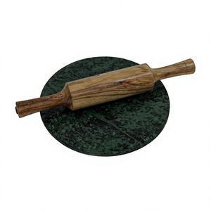 Tapete Redondo de Mármol Verde con Rodillo, Ecológico, de 10mm/5mm/4mm de Grosor, para Hornear en la Cocina - Product Image 1