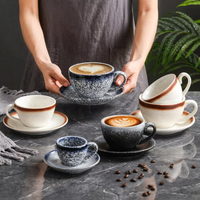 Kingze OEM ODM Logo personnalisé 75ml 220ml 250ml 300ml 320ml Ensemble tasse à café et soucoupe mouchetée pour chaîne de cafés et restaurants