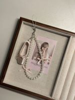 Porte-clés Chaîne de Téléphone et de Sac, Design Créatif Fait Main, Chaussures de Danseuse de Ballet, Perles et Nœud en Dentelle