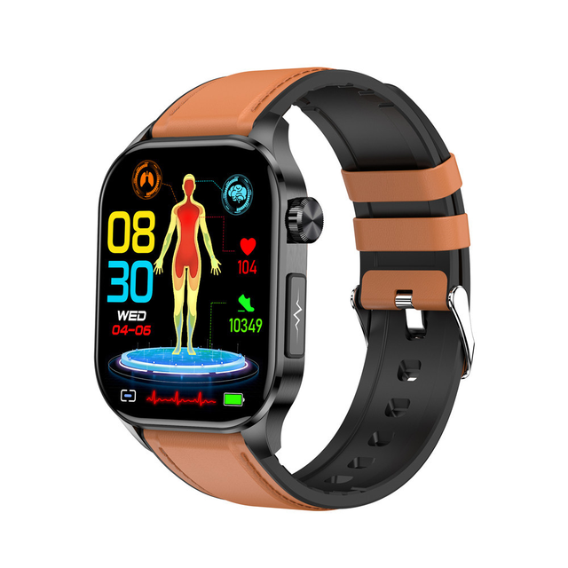 New BT Call ECG Smart Watch 2.04 Inch AMOLED Display Blood Pressure Blood Oxygen Body Temperature ET580 Smartwatch