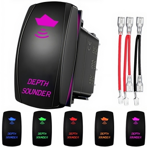 Interrupteur à bascule pour sondeur de profondeur, lumière LED violette, 12V, robuste, pour bateau de pêche, kayak, ponton, voilier - Product Image 1
