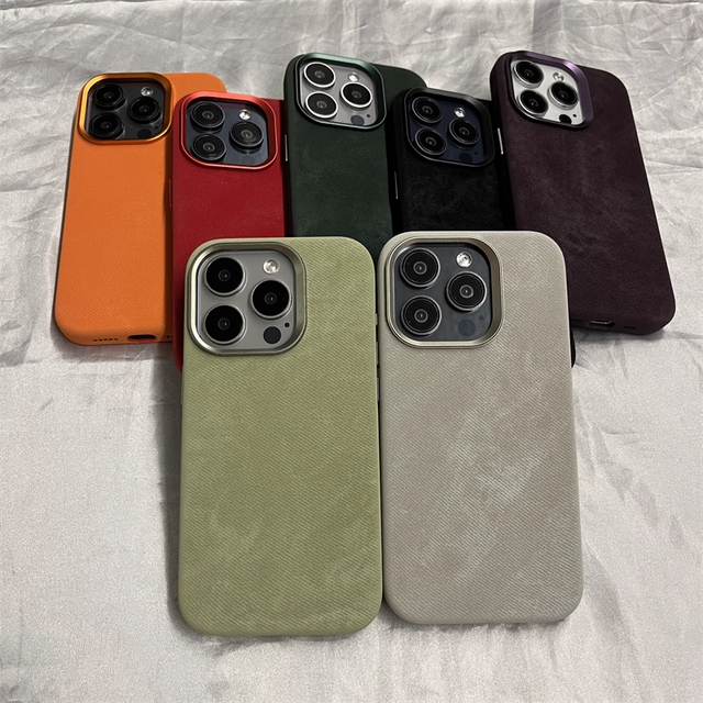 Leyi Customized Shockproof Full Cover PU Leather Phone Case Magnetic Fabric Fundas for iPhone 16 Pro Max Mobile Cover