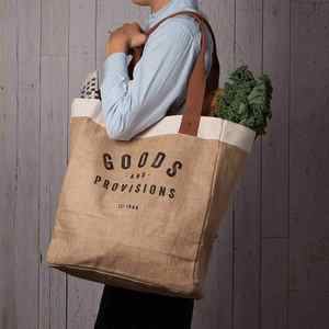 Sacs d'épicerie réutilisables en jute écologique avec logo personnalisé - Product Image 3