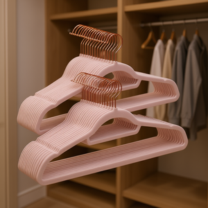 Lot de 25 cintres en velours or rose antidérapants avec épaules crantées et crochet chromé robuste pour rangement de garde-robe - Product Image 2