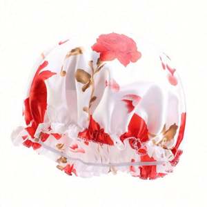 Bonnet de nuit élastique ajustable en satin soyeux pour adultes, style turban, motif floral, unisexe, pour la vente en gros - Product Image 3
