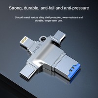 Adaptador OTG 3.0 de Alta Velocidad Cuatro en Uno, Lector de Tarjetas de Memoria para Teléfono Móvil con Interfaz USB, Compatible con Tarjetas TF y SD