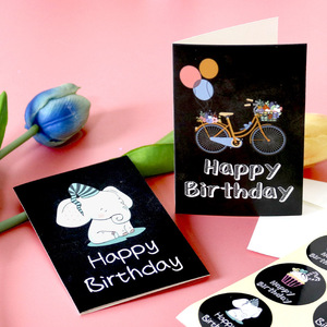 Cartes de vœux noires de fête, carte d'<span class=keywords><strong>invitation</strong></span> d'anniversaire, avec enveloppe autocollante, 6 Styles, 1 pièce - Product Image 2