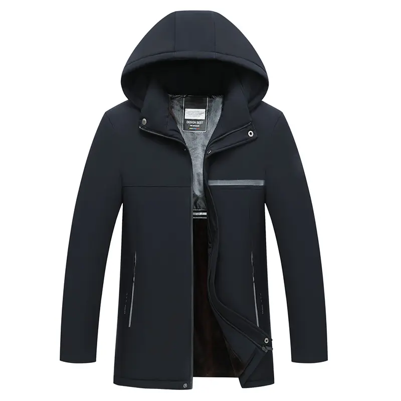 Invernale all'ingrosso servizio personalizzato OEM imbottitura spessa da uomo per adulti giacca da porta calda, elastico regolare il cappuccio