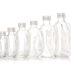 Wholesale Thickened Glass Juice Bottles Aluminum Caps Vertical Striped Fruit Wine Bottles Glass Portioning 350ml <b>Screw</b> Cap <b>Cork</b> - Product Image 1
