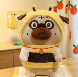 Peluche Kawaii Mignon Chien Shar Pei avec Médaille Porte-Bonheur, Tenue Abeille, Cadeau d'Anniversaire et de Fêtes pour Garçons et Filles - Product Image 1