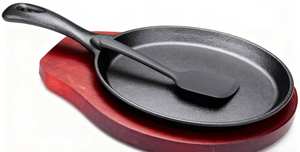 Gietijzeren bakvorm met lange steel, antiaanbaklaag en warmte-isolerende pad van massief hout. Home Commerciële Multifunctionele Koekenpanset - Product Image 5